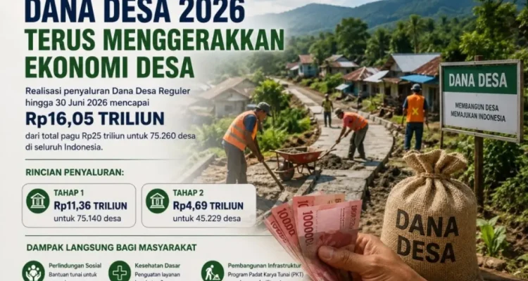 Pemerintah terus mengoptimalkan peran Dana Desa sebagai penggerak utama ekonomi di tingkat perdesaan. Hingga akhir Juni 2026, realisasi penyaluran Dana Desa Reguler secara nasional tercatat mencapai Rp16,05 triliun. (WARTADESAKU.CO.ID/HAIRUDIN)
